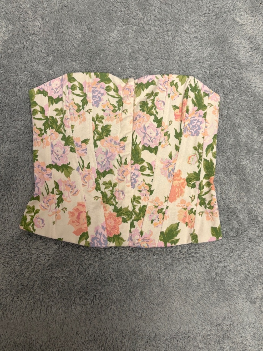 Zara Floral Corset Bustier Strapless Top